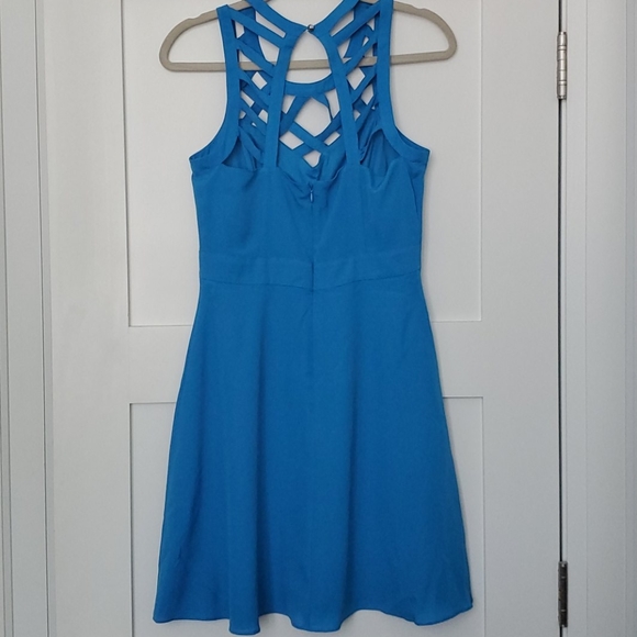 Blue Guess cage cutout fit & flare dress - Picture 2 of 6